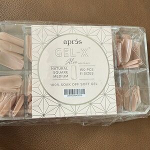 Brand New!! Aprés Gel-X Natural Square Medium Nails. Color is Alex